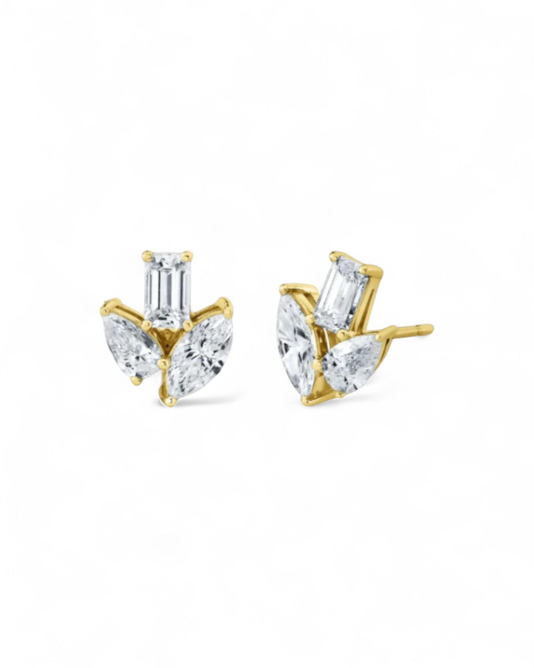 3 Diamond Lily Stud Earrings