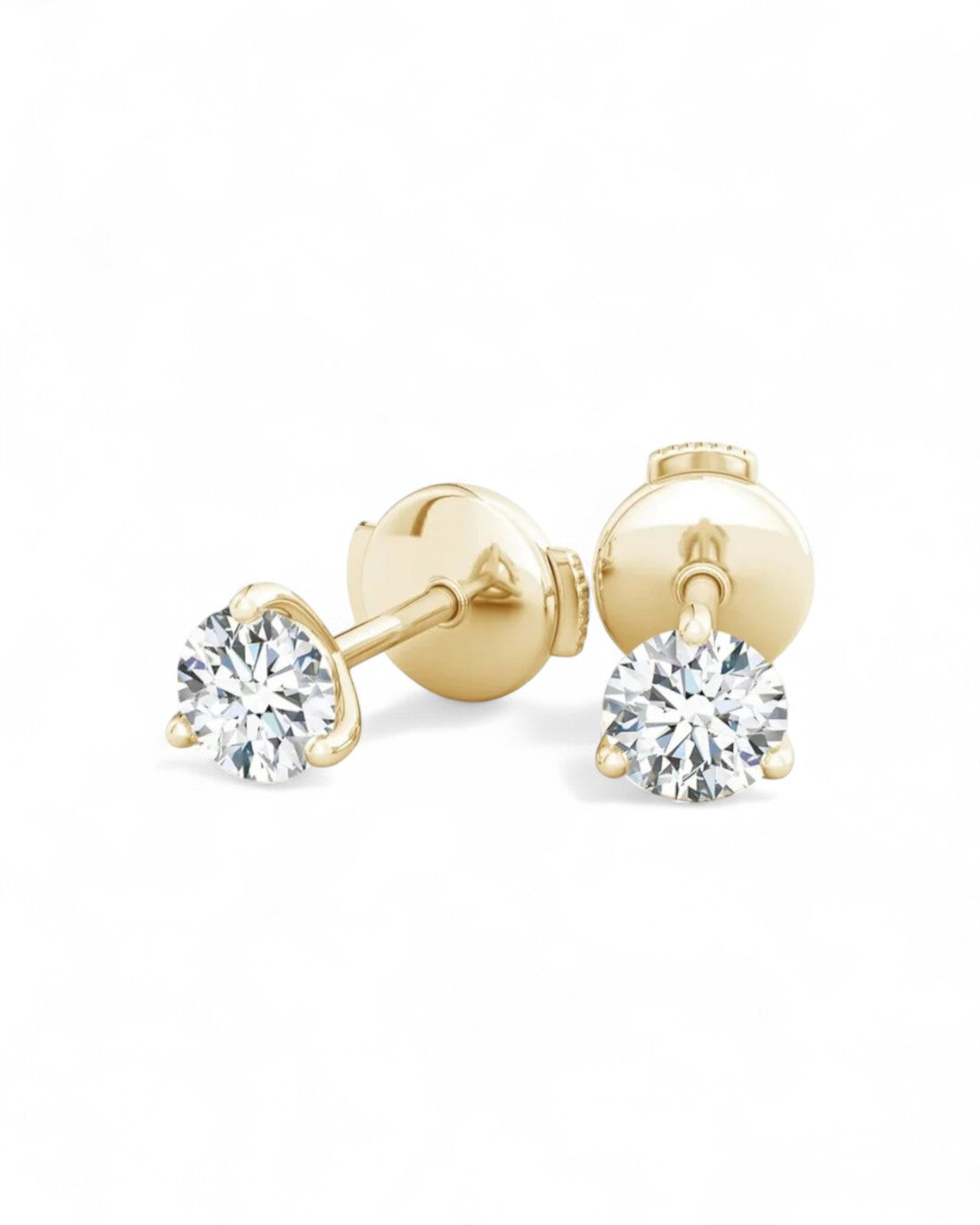 3 Prong Round Solitaire Stud Earrings