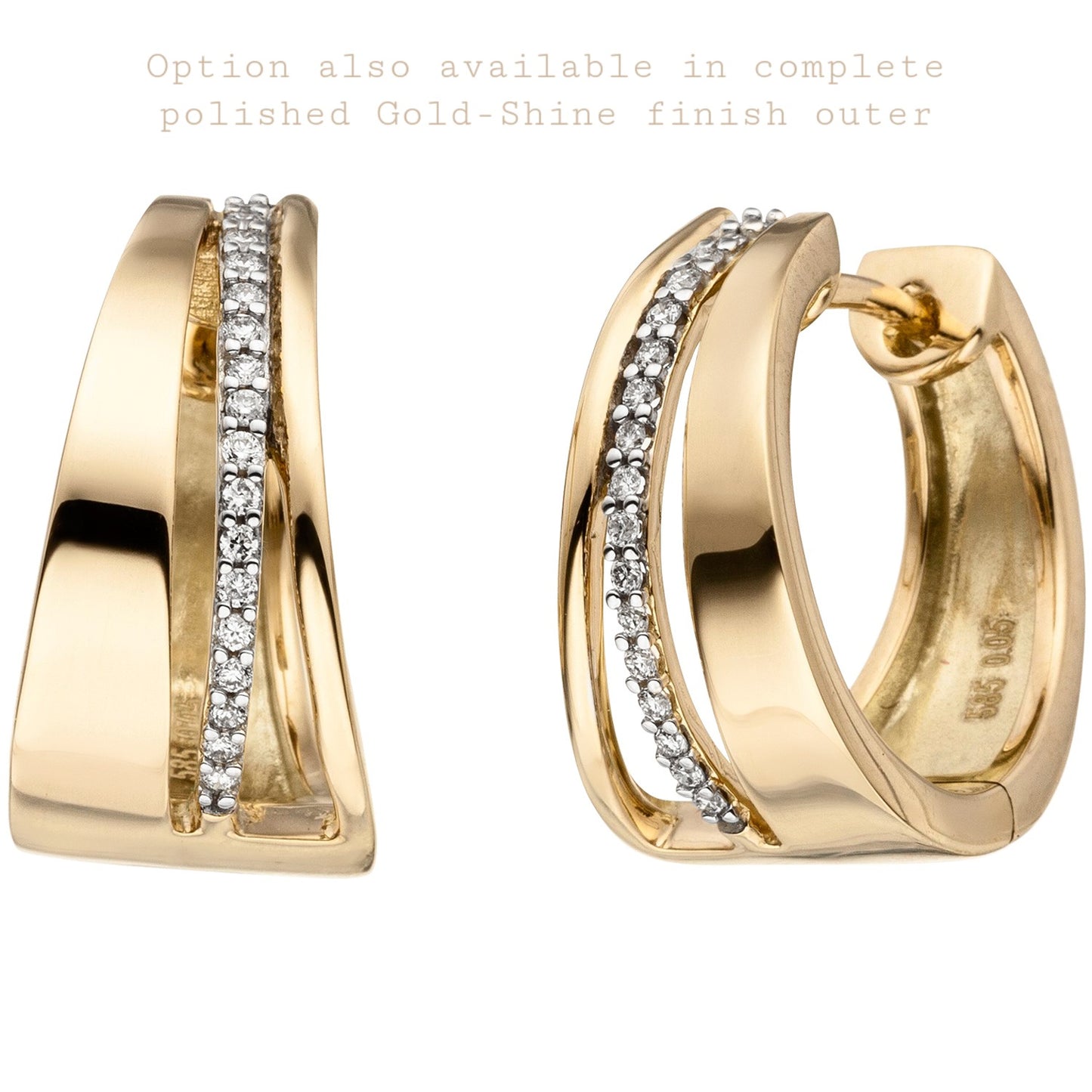 Dual finish Silenced Gold Fusion Hoops