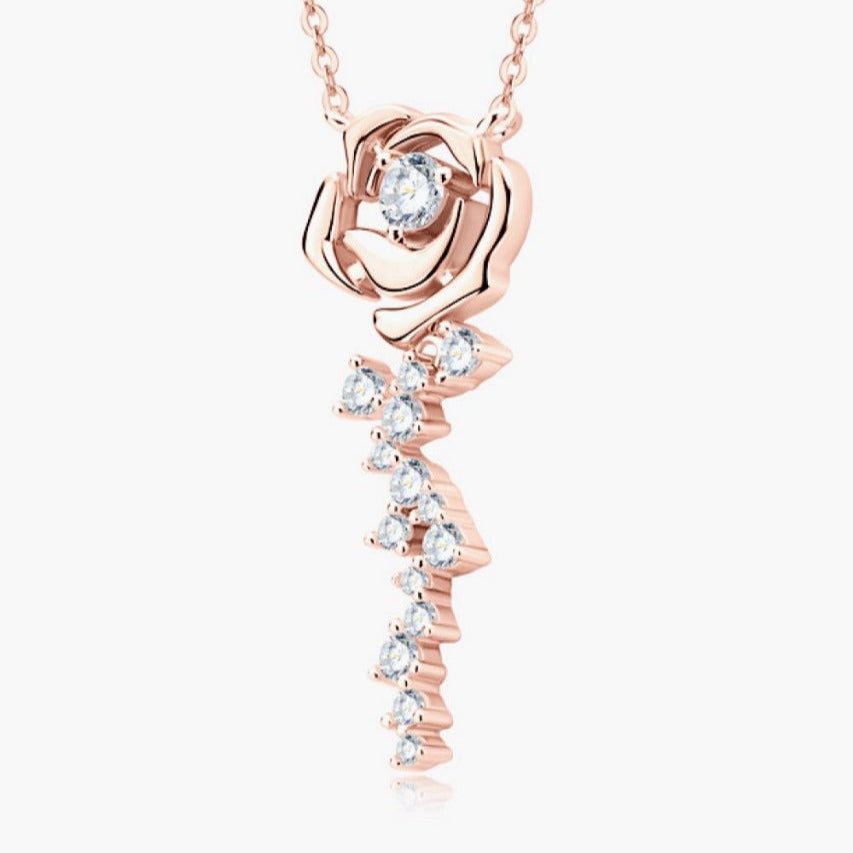 Forever Rose with Falling Petals Pendant