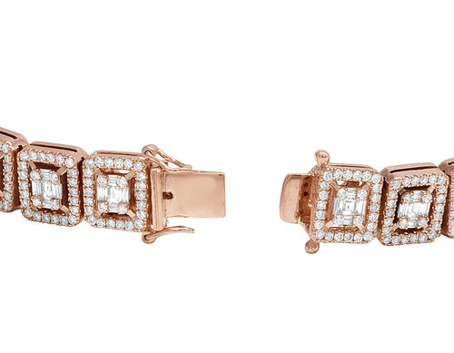 Square Halo Link Diamond Tennis Bracelet