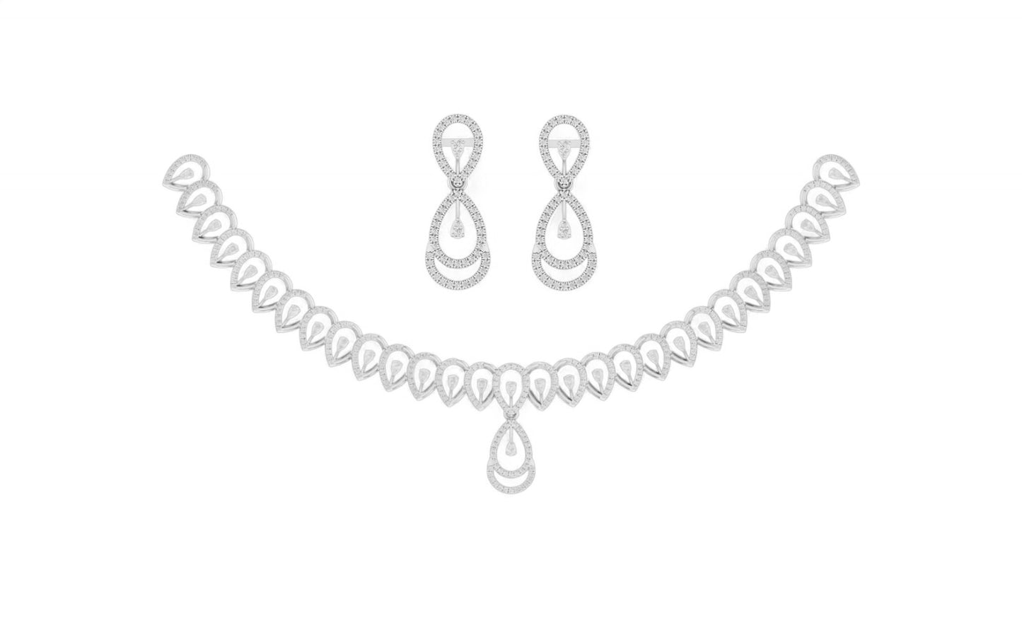 Elegant Peardrop Gold Diamond Necklace Set
