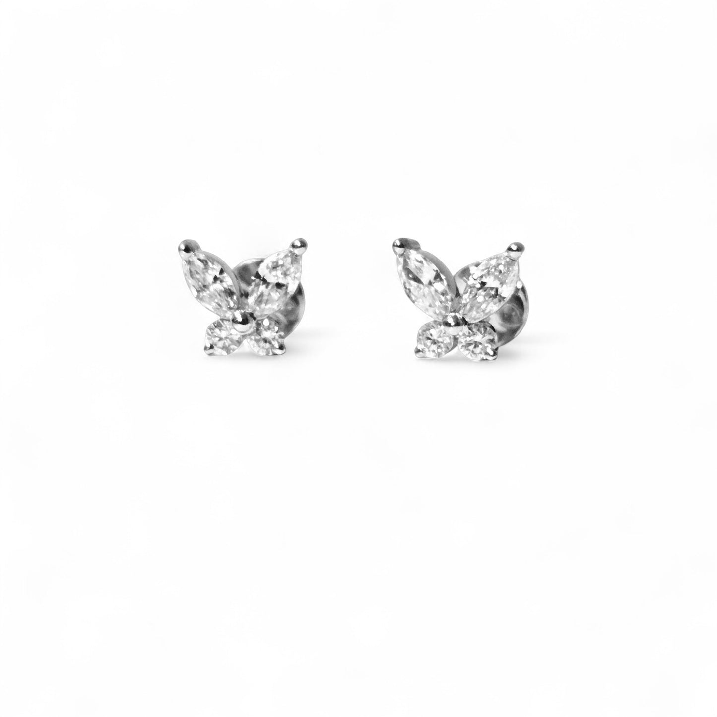 Mini Solitaire Diamond Wings Stud Earrings