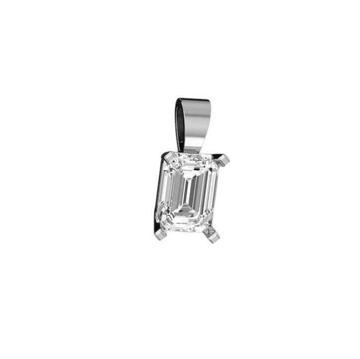 Emerald Cut Solitaire Diamond Pendant