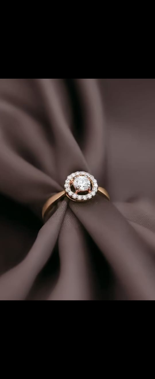 White Halo 0.6CT round solitaire pave band ring