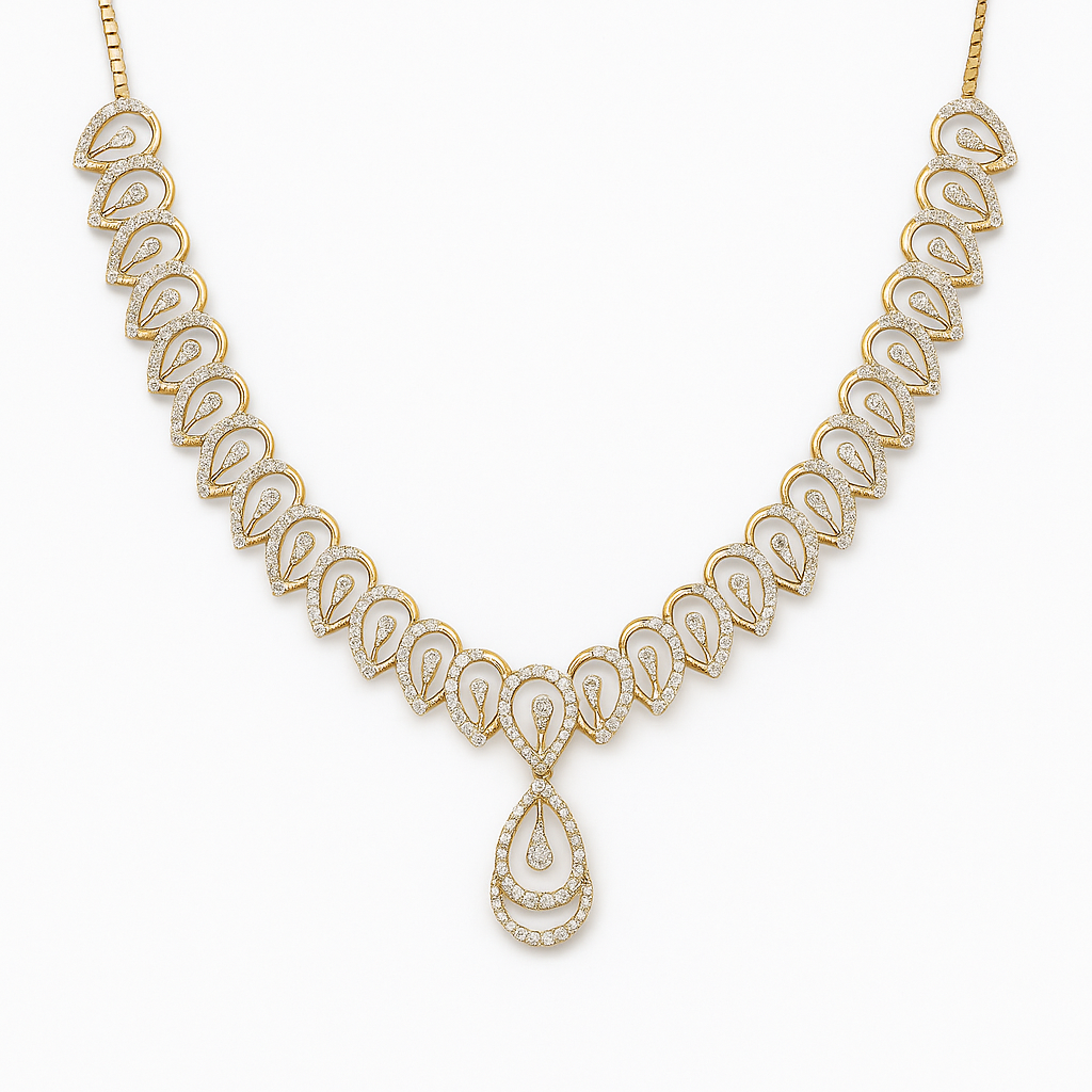 Elegant Peardrop Gold Diamond Necklace For Women - Bridal Jewelry