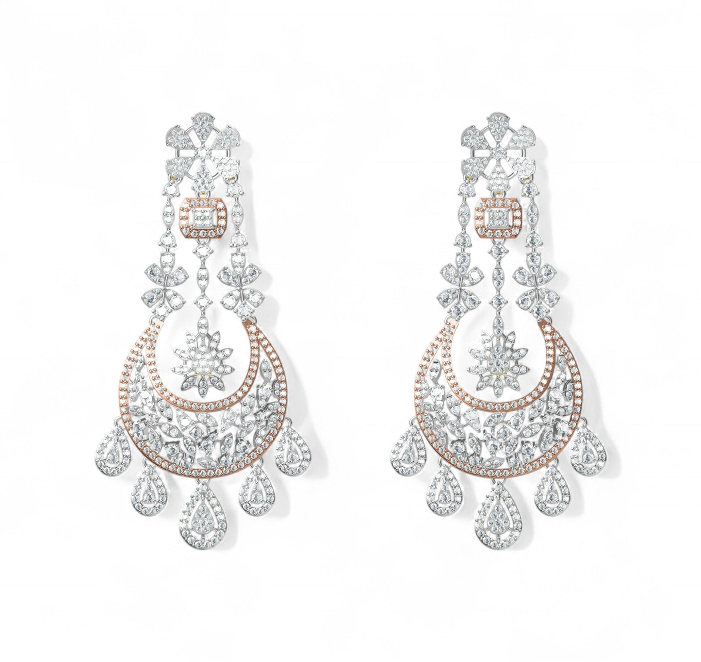 Luxury Diamond Chandelier Jhumka Earrings