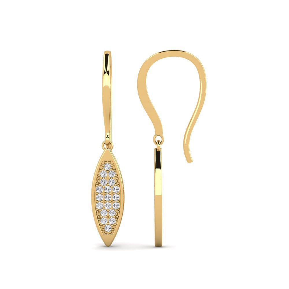 Elegant Diamond Leaf Drop Earrings