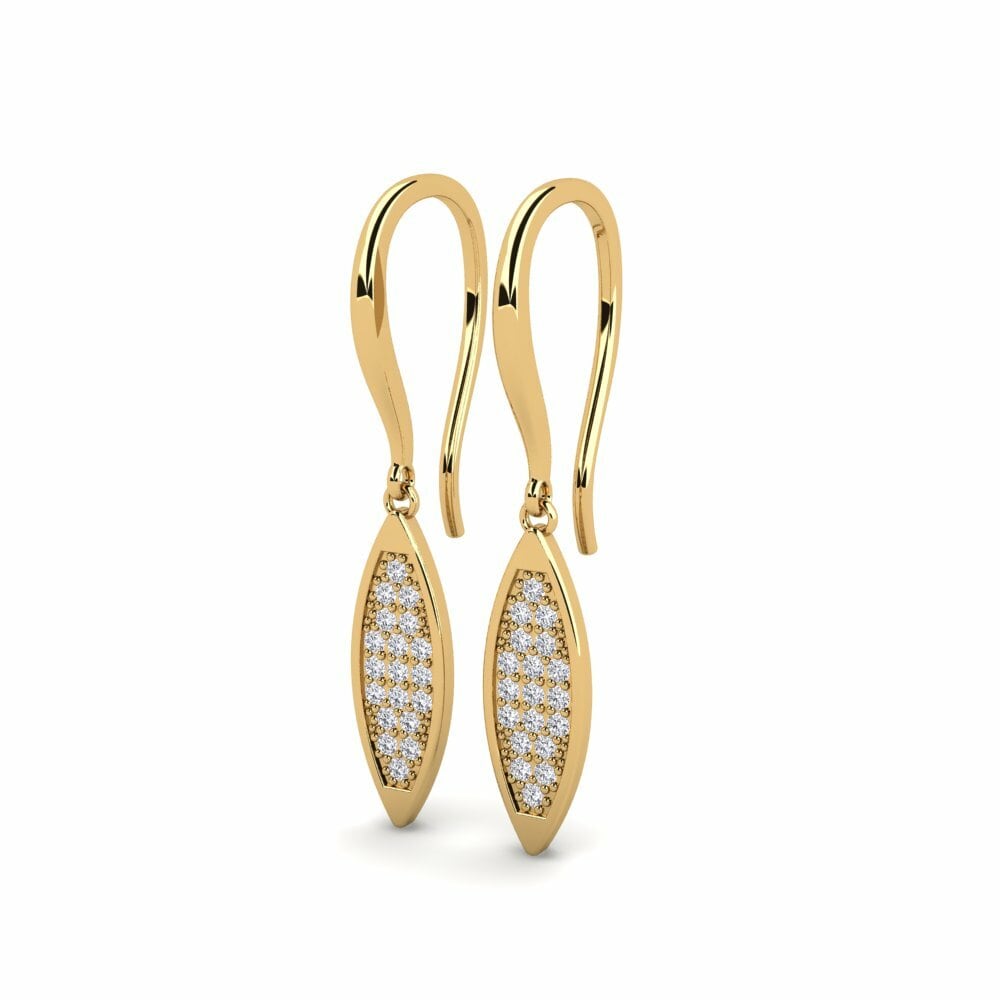 Elegant Diamond Leaf Drop Earrings