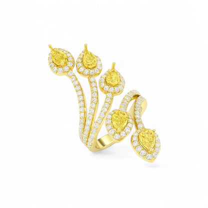 Yellow Diamond Pear Cluster Ring