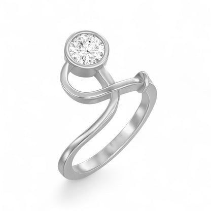 Sleek Swirl Solitaire Diamond Ring
