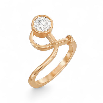 Sleek Swirl Solitaire Diamond Ring
