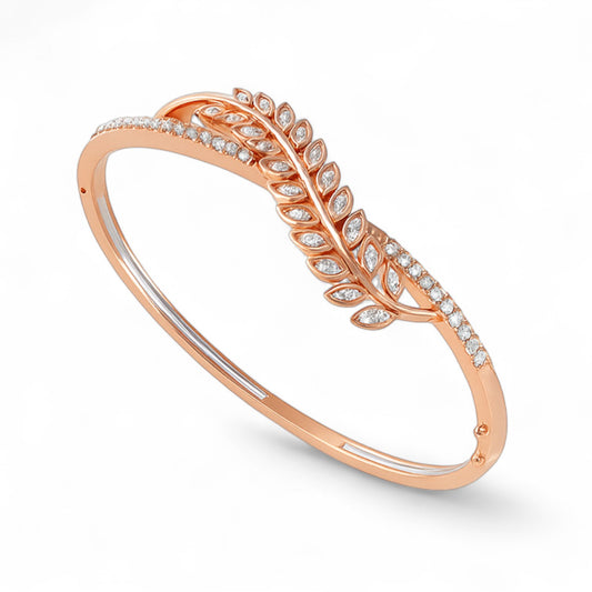 Nature Inspired Leaf Diamond Bangle