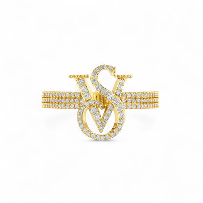 Custom Initial Diamond Statement Ring