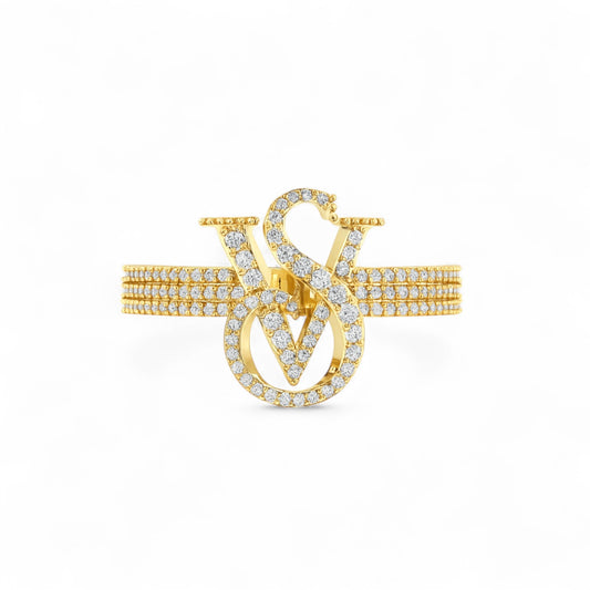Custom Initial Diamond Statement Ring