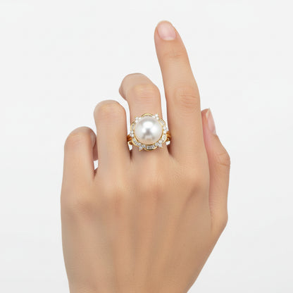 Classic Pearl and Diamond Baguette Ring