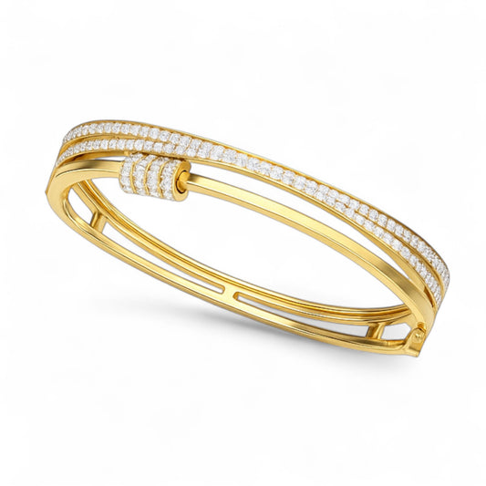 Modern Triple Band Diamond Accent Bracelet