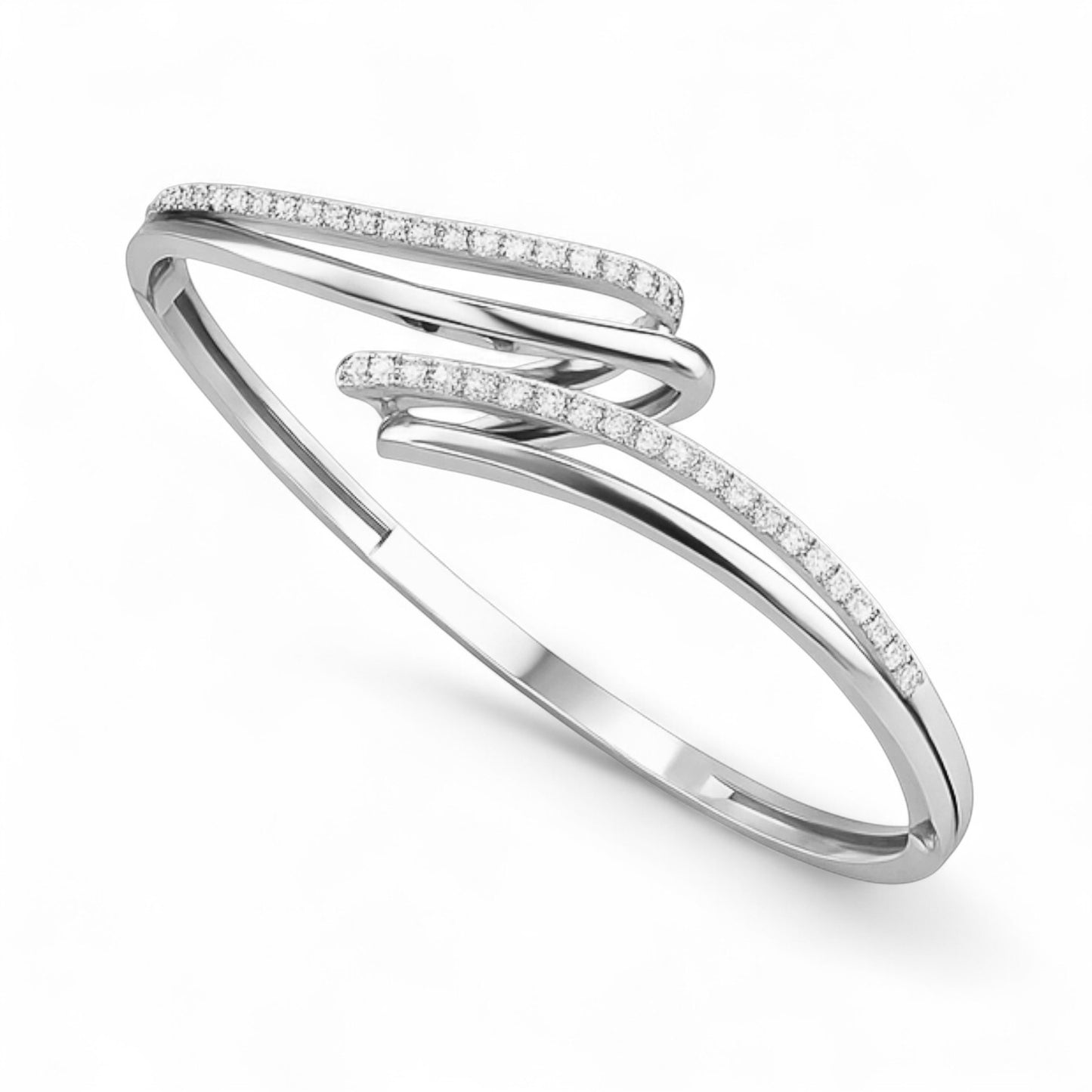 Flowing Diamond Wave Bangle Bracelet