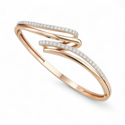 Flowing Diamond Wave Bangle Bracelet