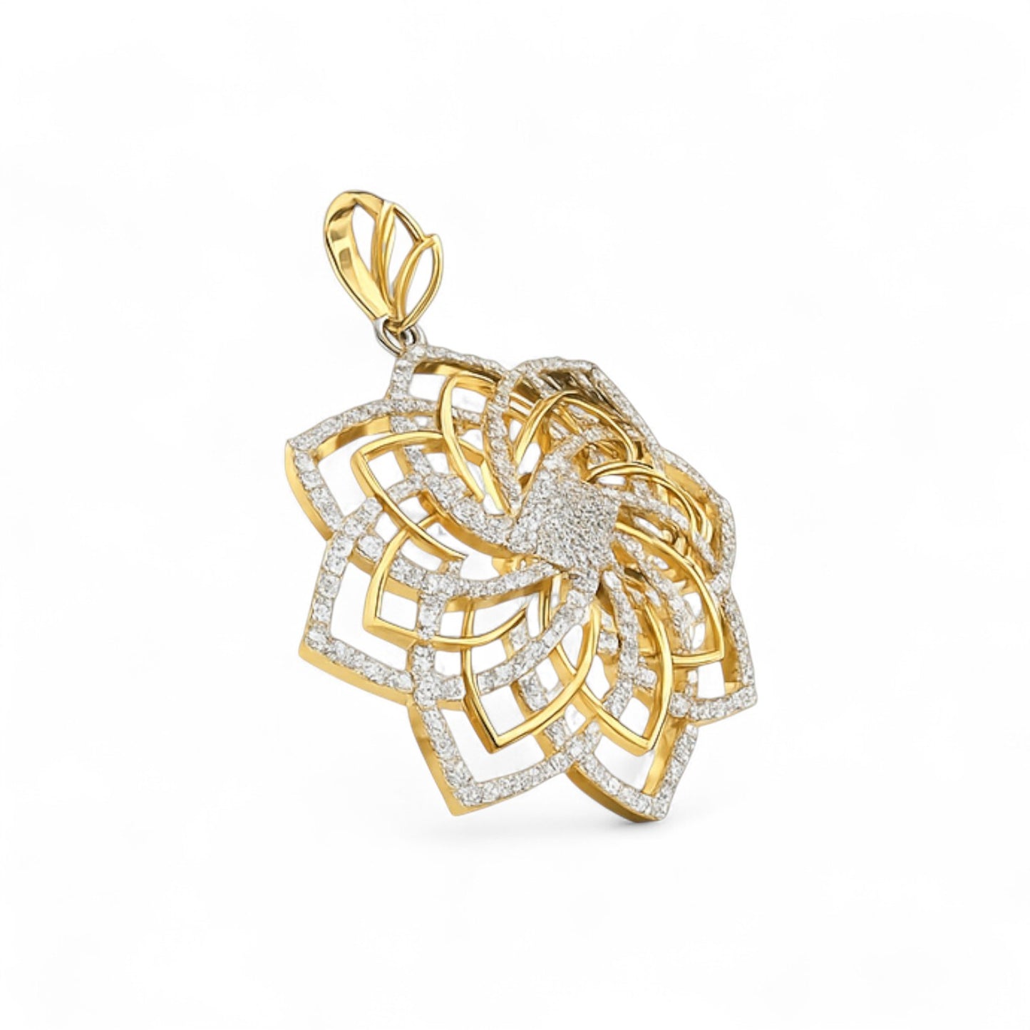 Floral Diamond Lattice Pendant in Gold