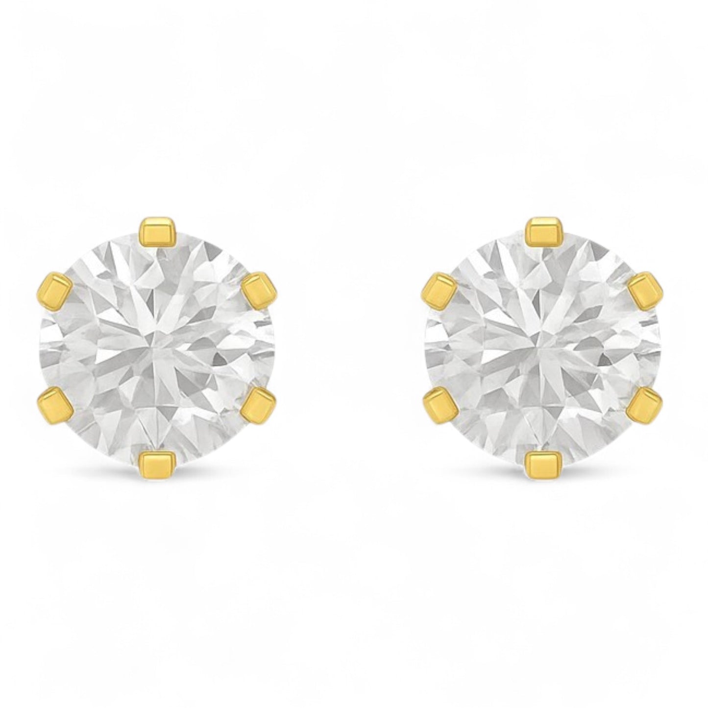 Classic Round Solitaire Diamond Stud Earrings