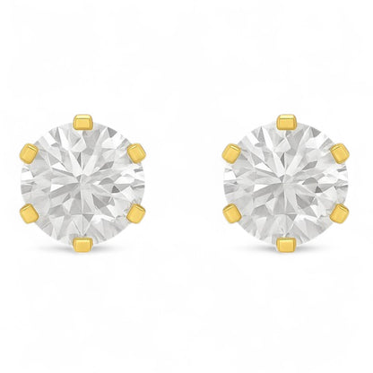 Classic Round Solitaire Diamond Stud Earrings