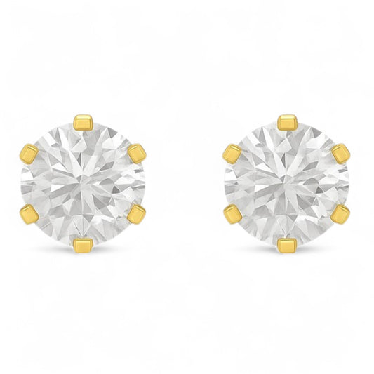 Classic Round Solitaire Diamond Stud Earrings