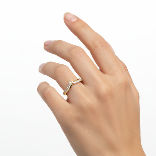 V Shaped Diamond Band Ring