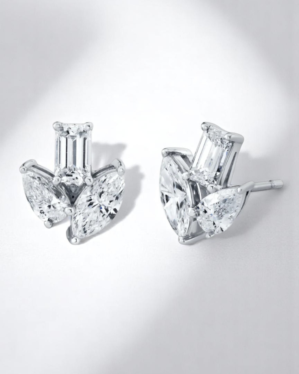 3 Diamond Lily Stud Earrings