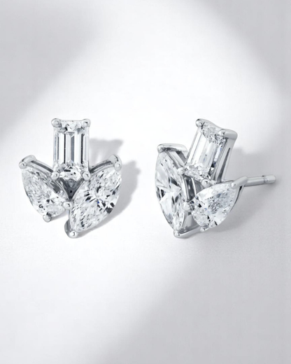 3 Diamond Lily Stud Earrings