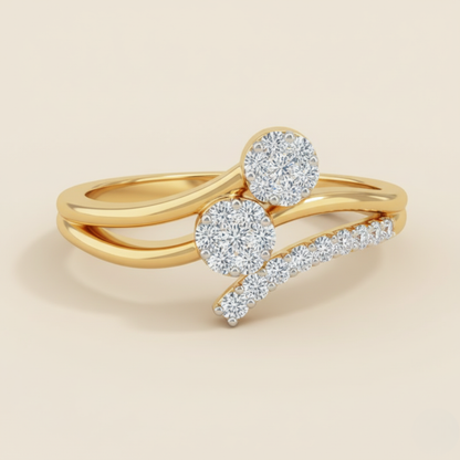Twin Sparkle Curve Ring