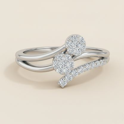 Twin Sparkle Curve Ring
