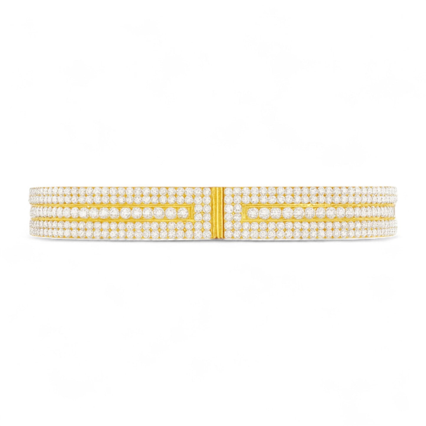 Triple Row Diamond Statement Bangle Bracelet