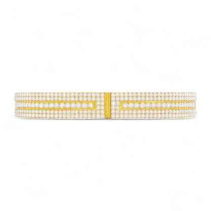 Triple Row Diamond Statement Bangle Bracelet