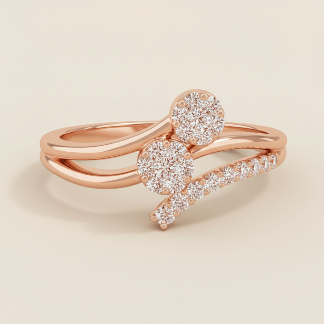 Twin Sparkle Curve Ring