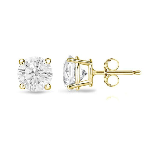 Classic Round Solitaire Diamond Stud Earrings