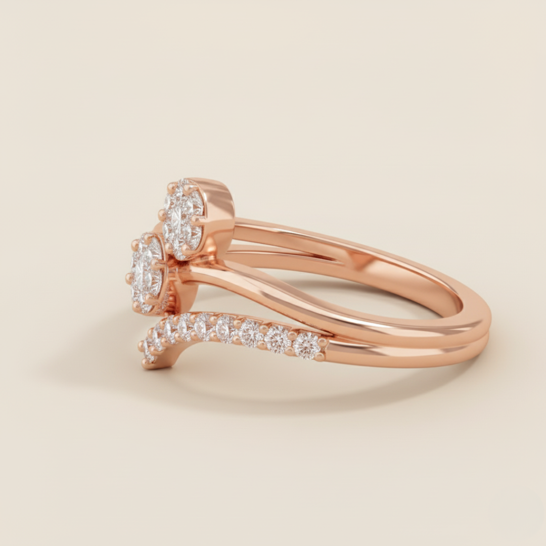 Twin Sparkle Curve Ring