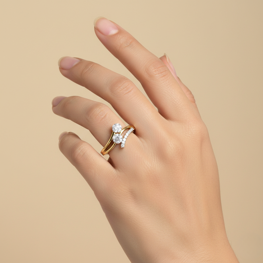 Twin Sparkle Curve Ring