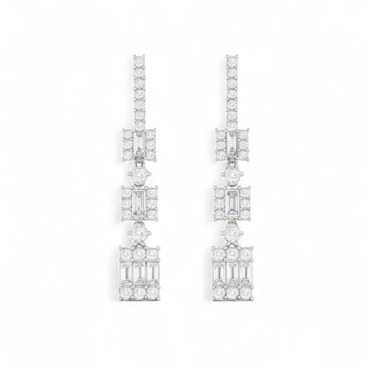 Elegant Gold Diamond Drop Earrings