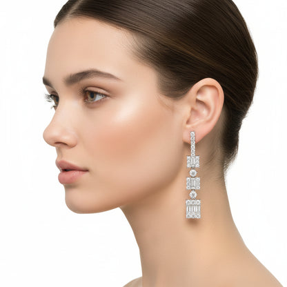 Elegant Gold Diamond Drop Earrings