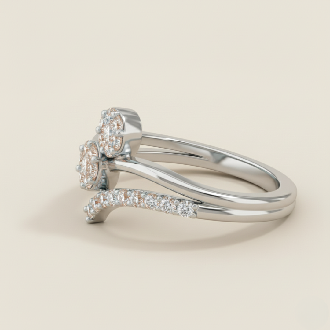Twin Sparkle Curve Ring