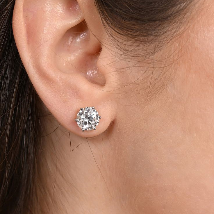 Classic Round Solitaire Stud Earrings
