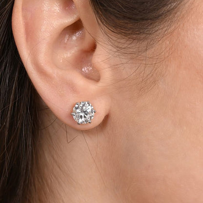 Classic Round Solitaire Stud Earrings
