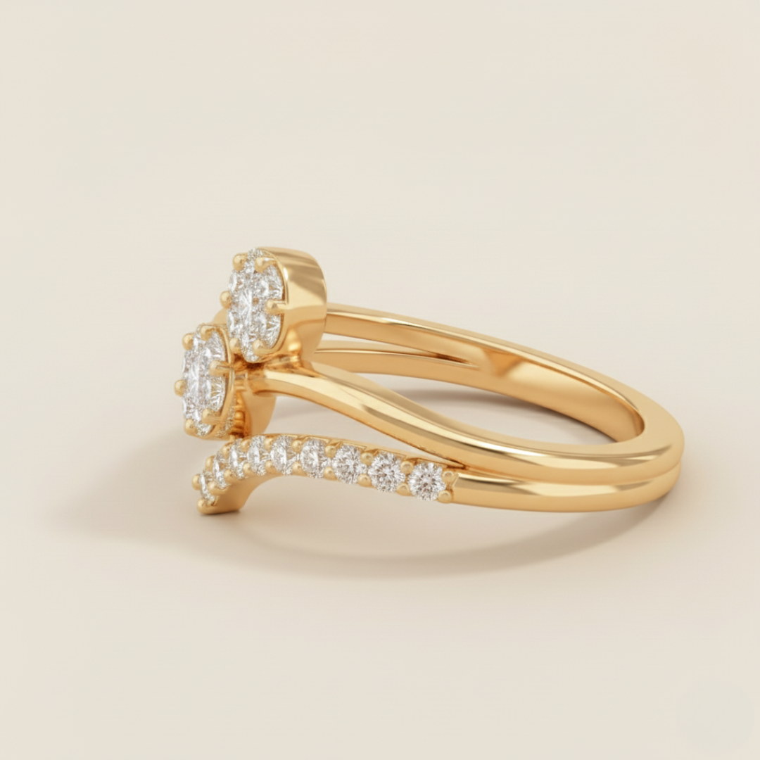 Twin Sparkle Curve Ring