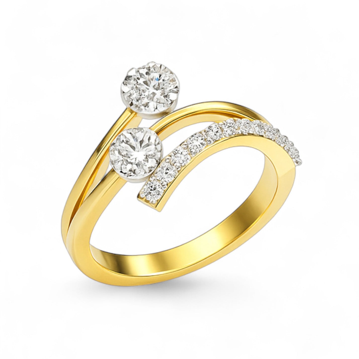Twin Sparkle Curve Ring
