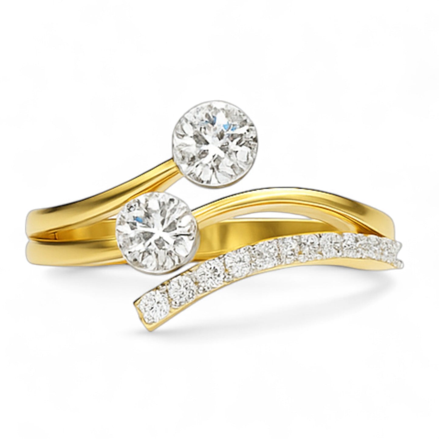 Twin Sparkle Curve Ring