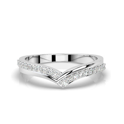 V Shaped Diamond Band Ring