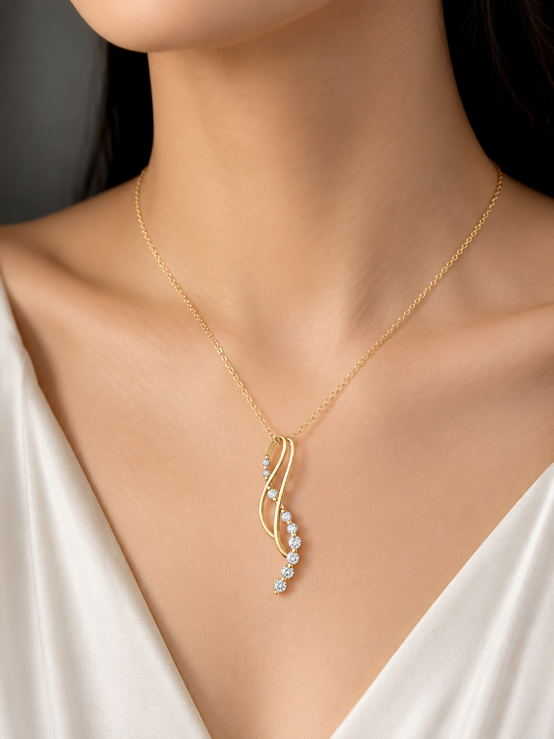 Triple Curve Diamond Pendant