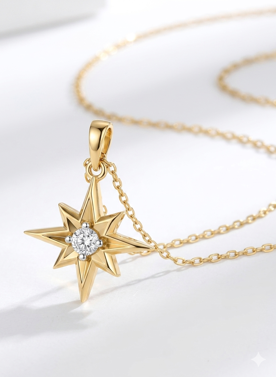 Wanderer's love forever Golden North Star Pendant