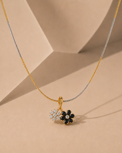 Gold Diamond Black Floral Mangalsutra